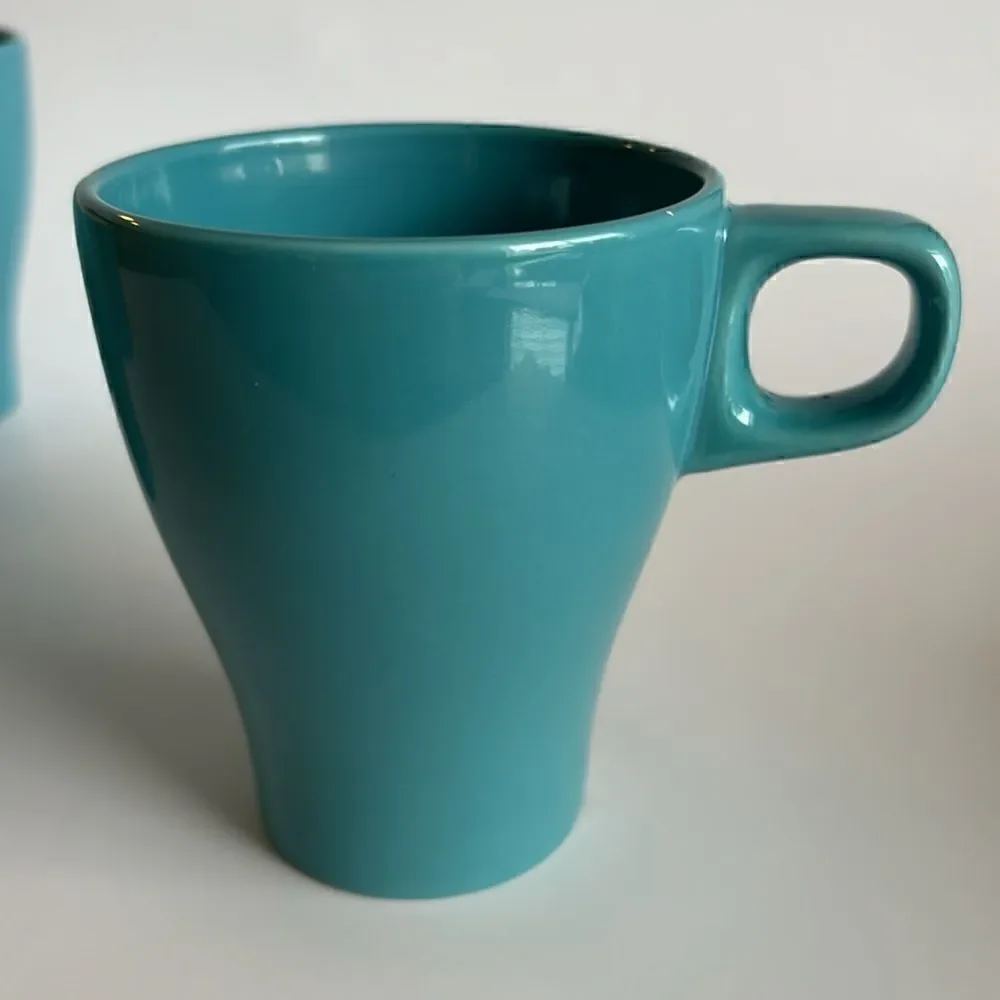 IKEA Fargrik Ceramic Coffee Tea Mugs Set of 4 Stackable Teal